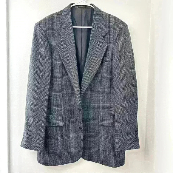 Oscar de la Renta Other - OSCAR DE‎ LA RENTA Mens Grey Checkered Coat Suit Blazer 42L 100% Wool